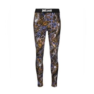 JUST CAVALLI SNAKESKIN PRINTED LEGGINGS SIZE S PURPLE/BLACK/WHITE BNWT DAY X GYM